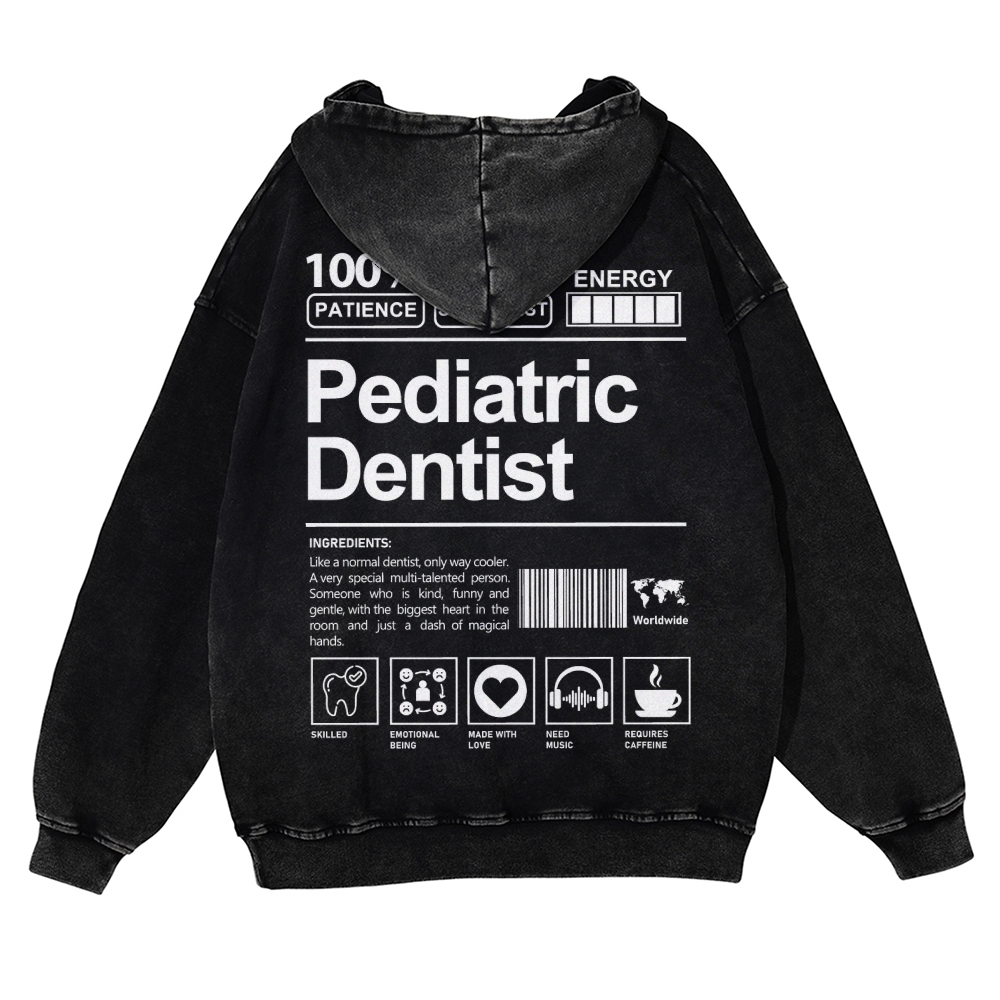 Pediatric Dentist Casual Washed Hoodie-moweekender