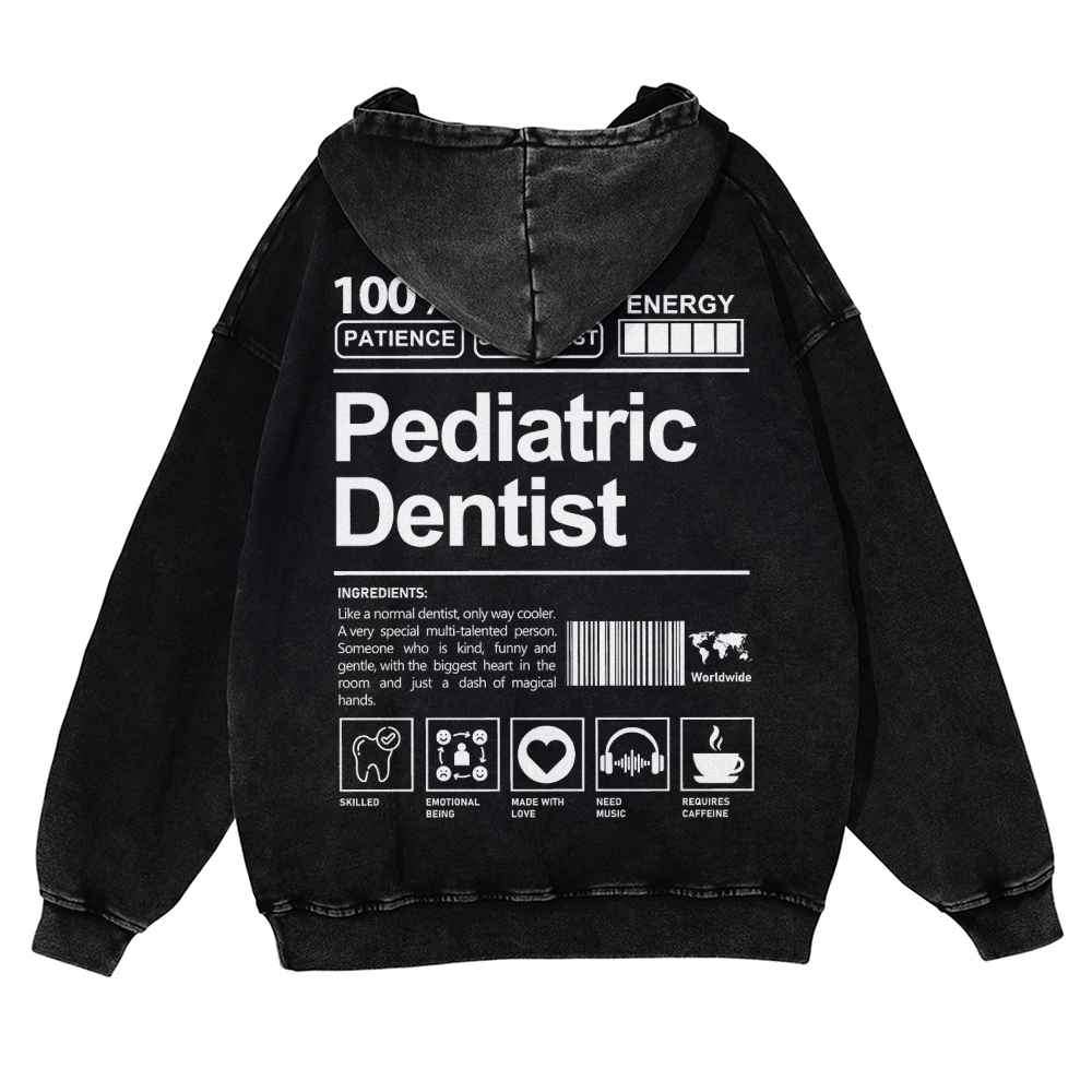 Pediatric Dentist Casual Washed Hoodie-moweekender