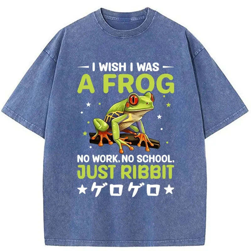 I Wish I Was A Frog Washed Vintage T-Shirt-moweekender