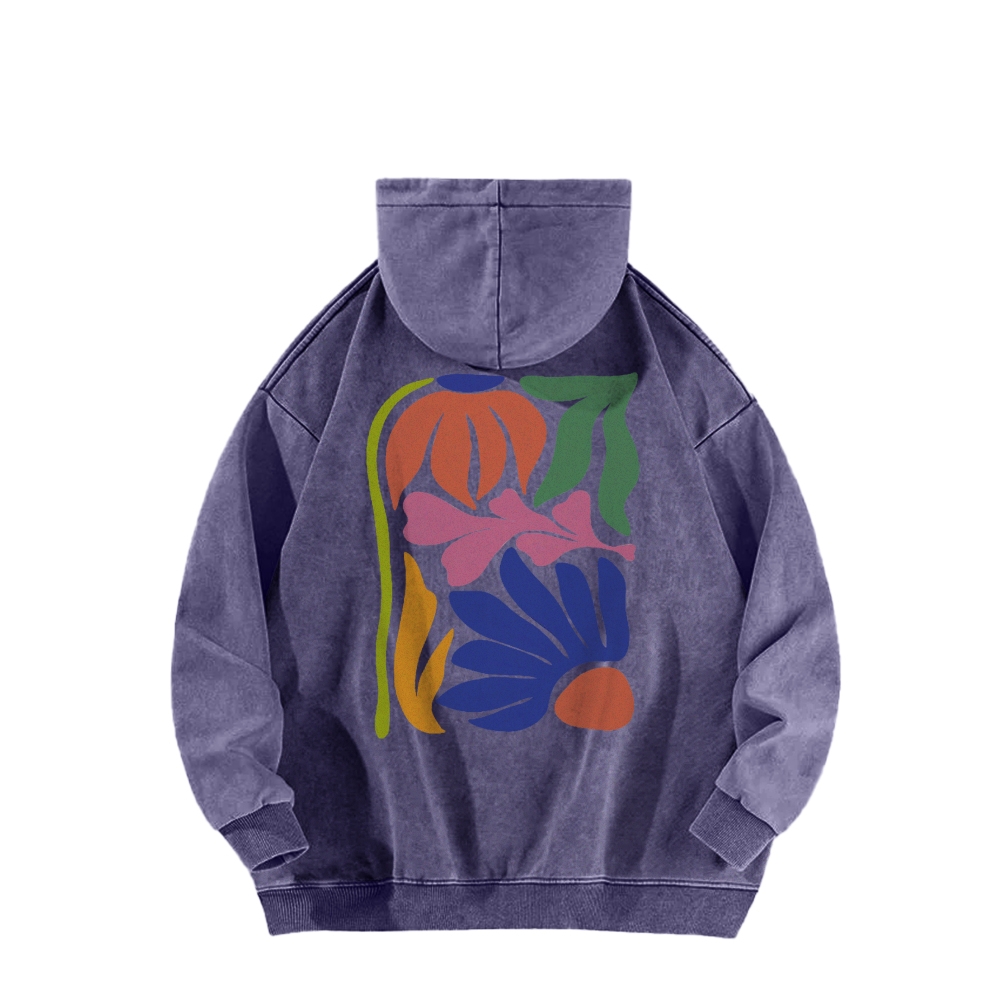 Wildflowers Matisse Art Casual Washed Hoodie-moweekender