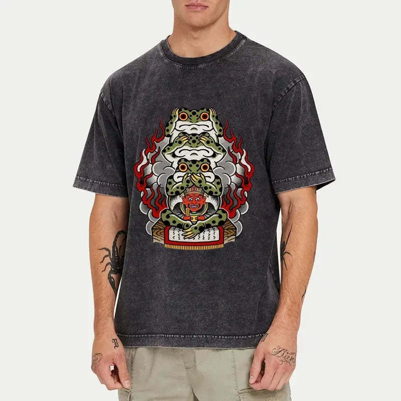 Three Frogs Washed Vintage T-Shirt-moweekender