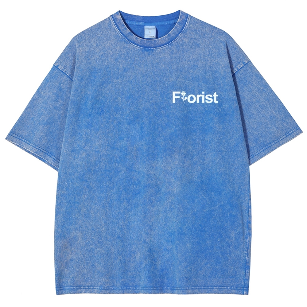 Florist Pattern Washed Vintage Short Sleeves T-Shirt-moweekender