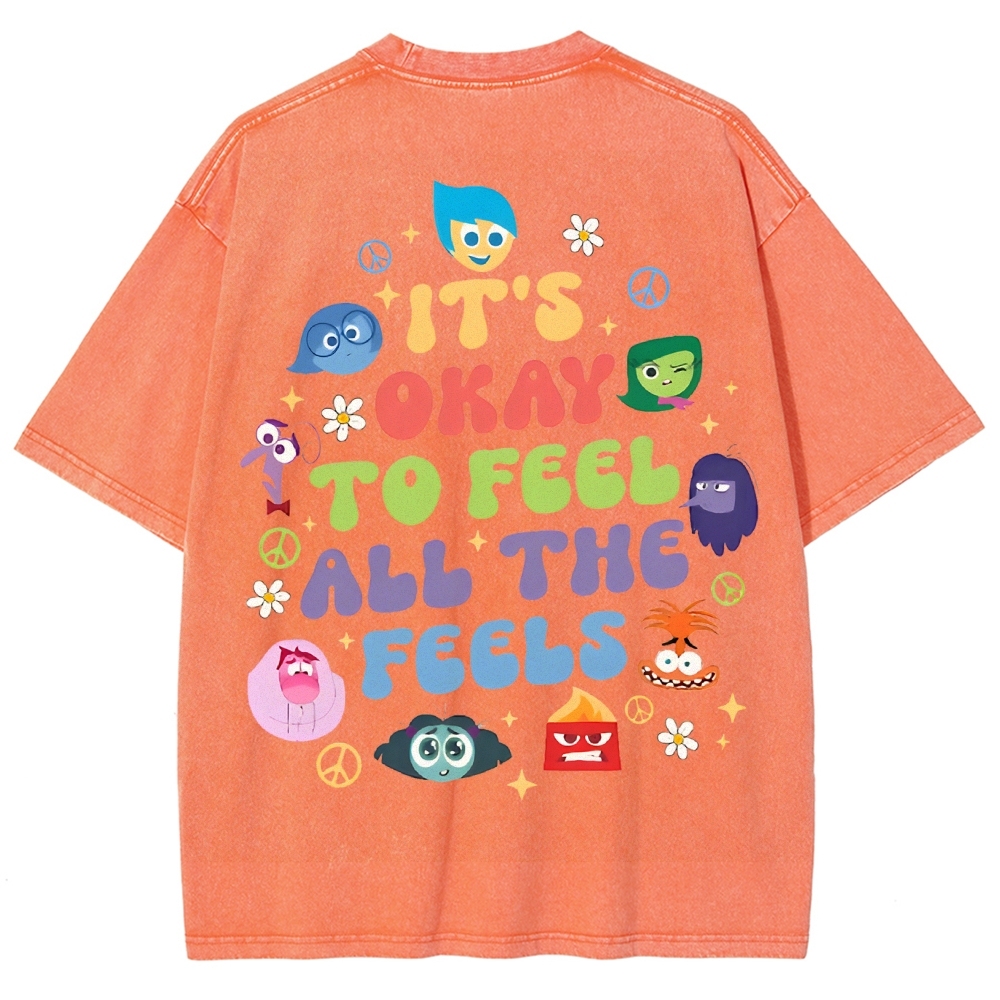 It's Okay To Feel All The Feels Washed T-shirt-moweekender