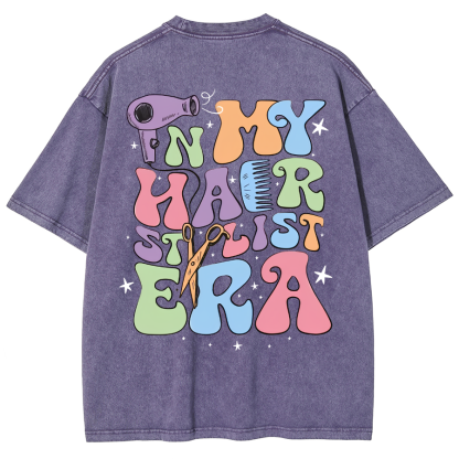 In My Hair Stylist Era Unisex Fit Washed T-Shirt-moweekender