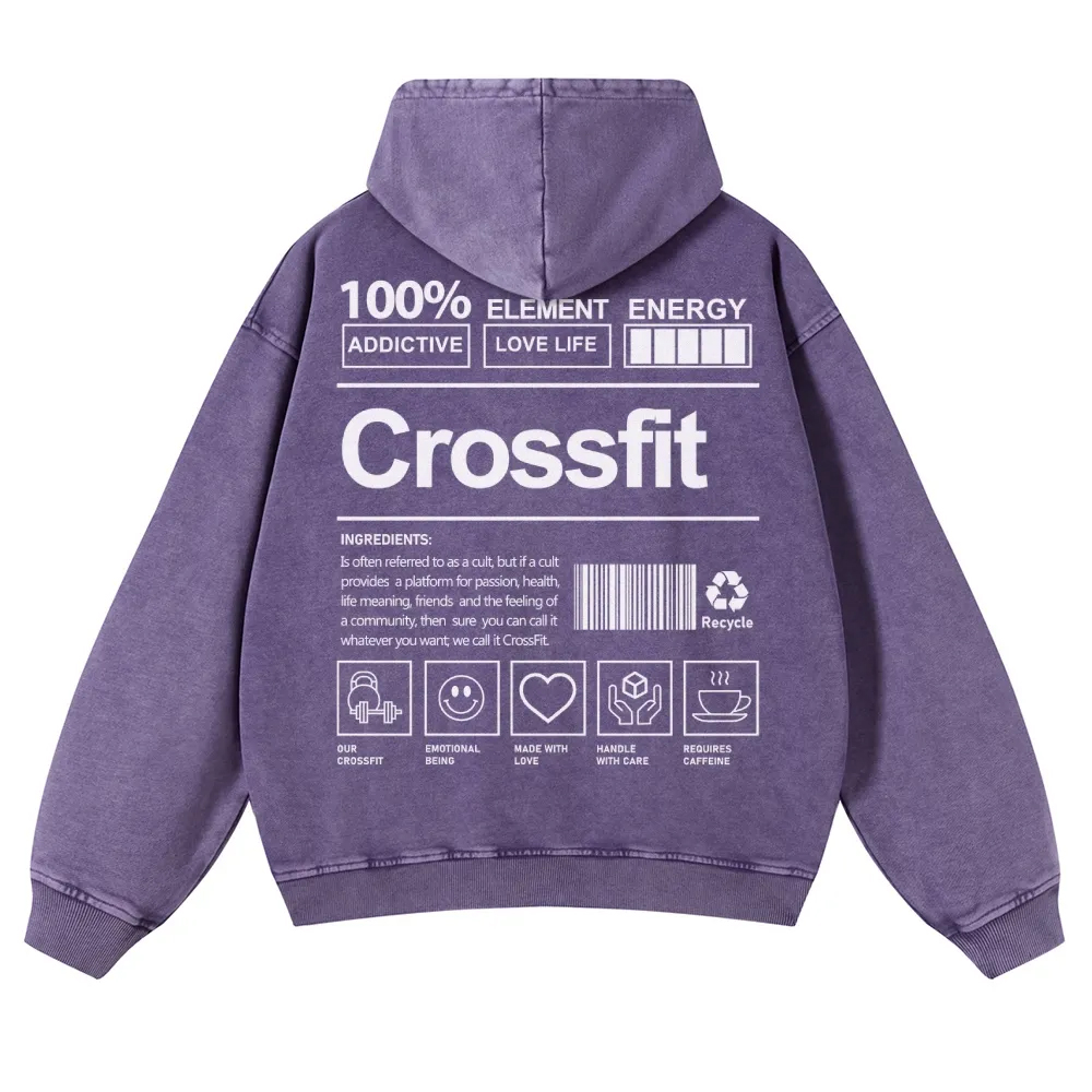 Crossfit Printed Vintage Washed Hoodie-moweekender
