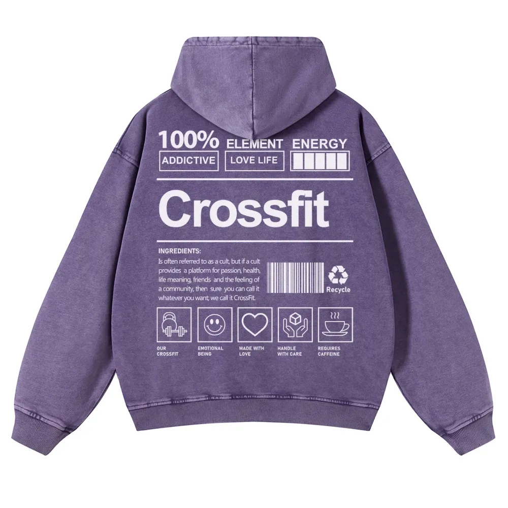 Crossfit Printed Vintage Washed Hoodie-moweekender