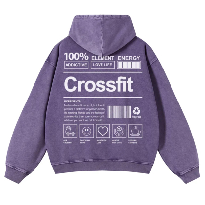Crossfit Printed Vintage Washed Hoodie-moweekender
