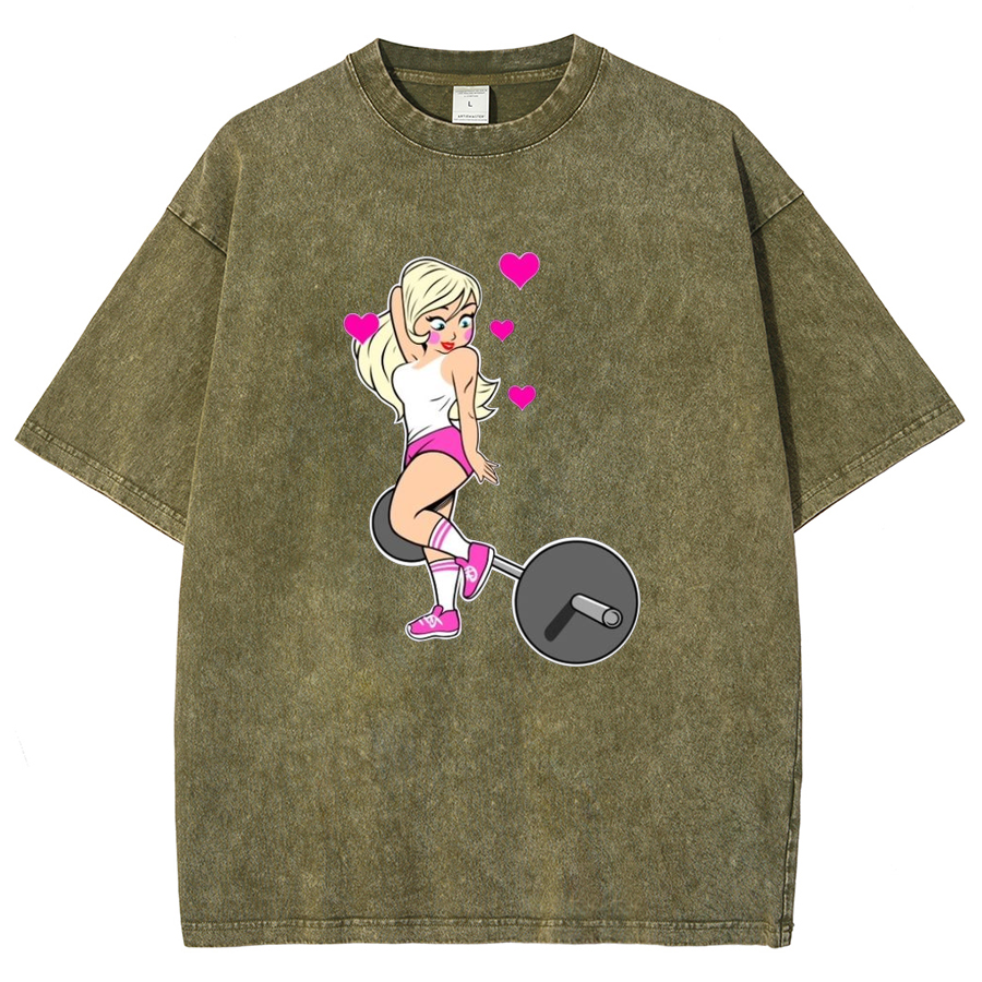 Barbell Love Girl Unisex Fit Washed T-Shirt-moweekender
