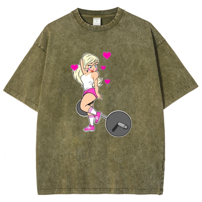 Barbell Love Girl Unisex Fit Washed T-Shirt-moweekender