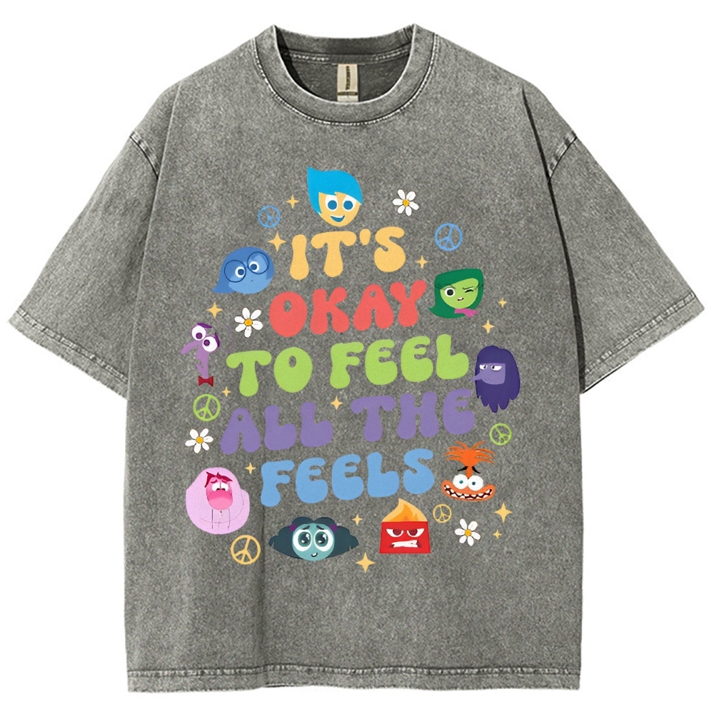 It's Okay To Feel Vintage Snowflake Washed T-Shirt-moweekender