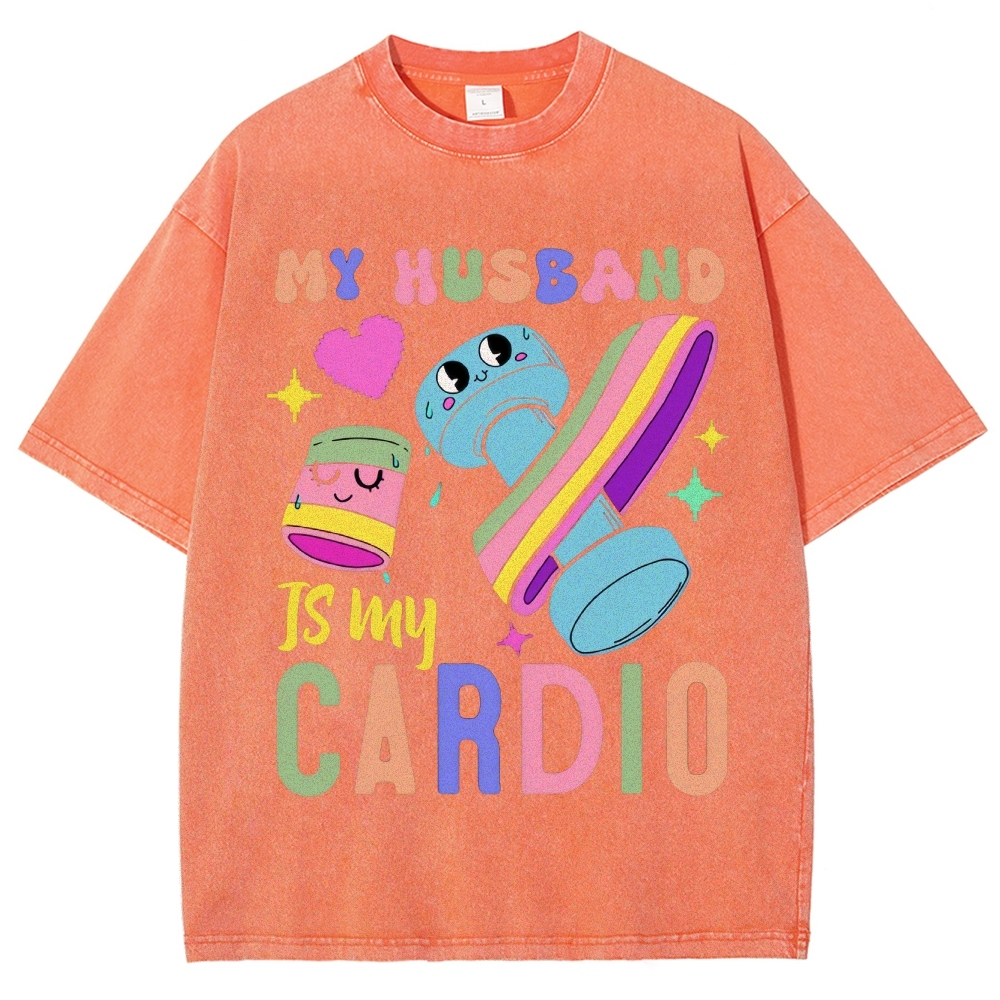 My Husband Is My Cardio Vintage Snowflake Washed T-Shirt-moweekender