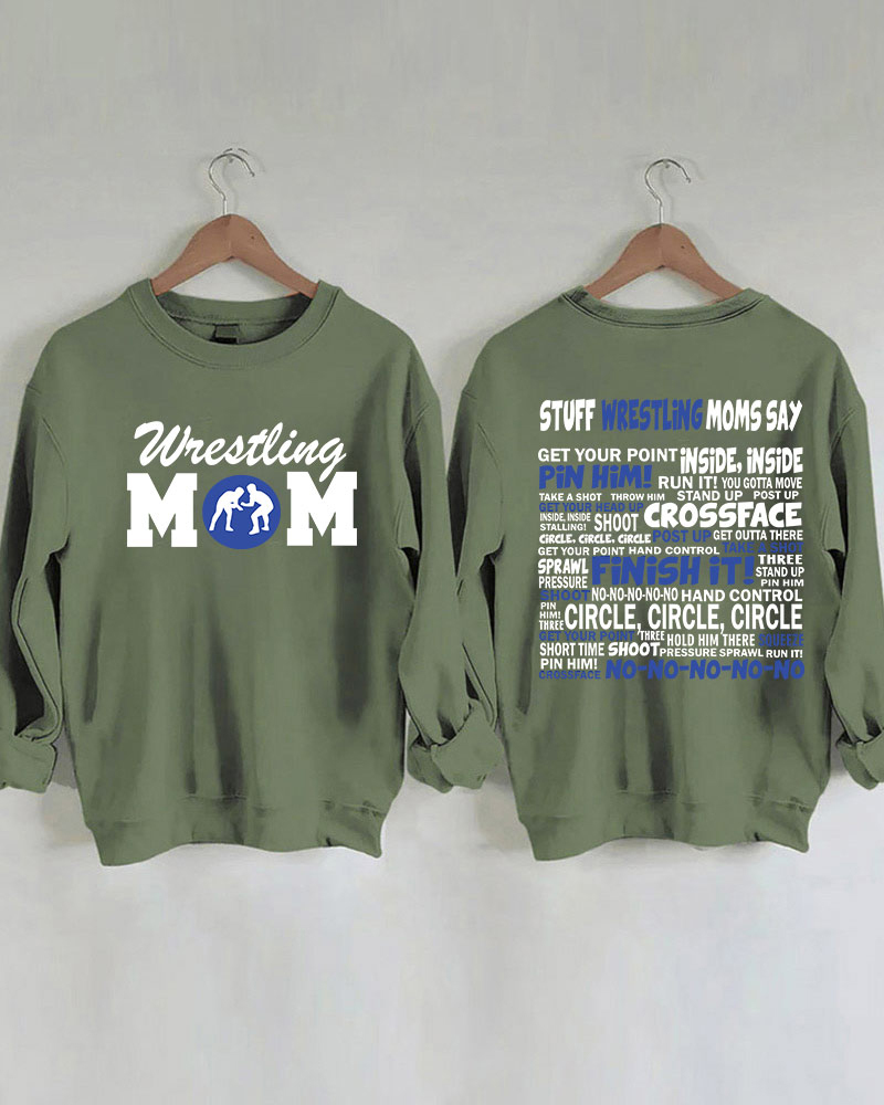 Wrestling Moms Blue Printed Sweatshirt-moweekender