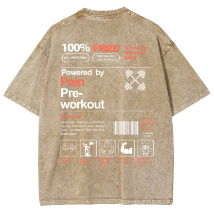Powered By Painpre-Workout Unisex Fit Washed Oversized T-Shirt-moweekender