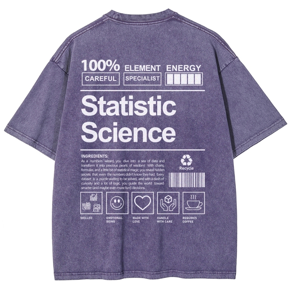 Statistic Science Unisex Fit Washed T-Shirt-moweekender