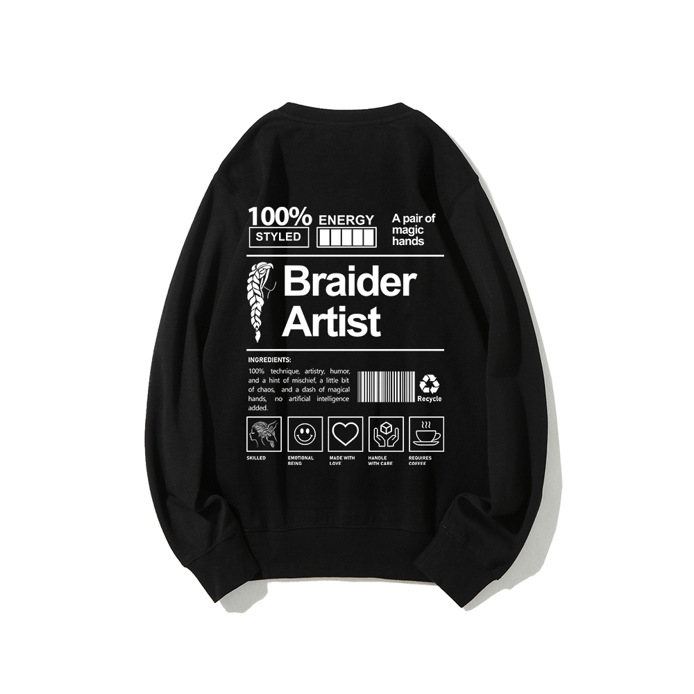 Braider Artist Casual Crewneck Sweatshirt-moweekender