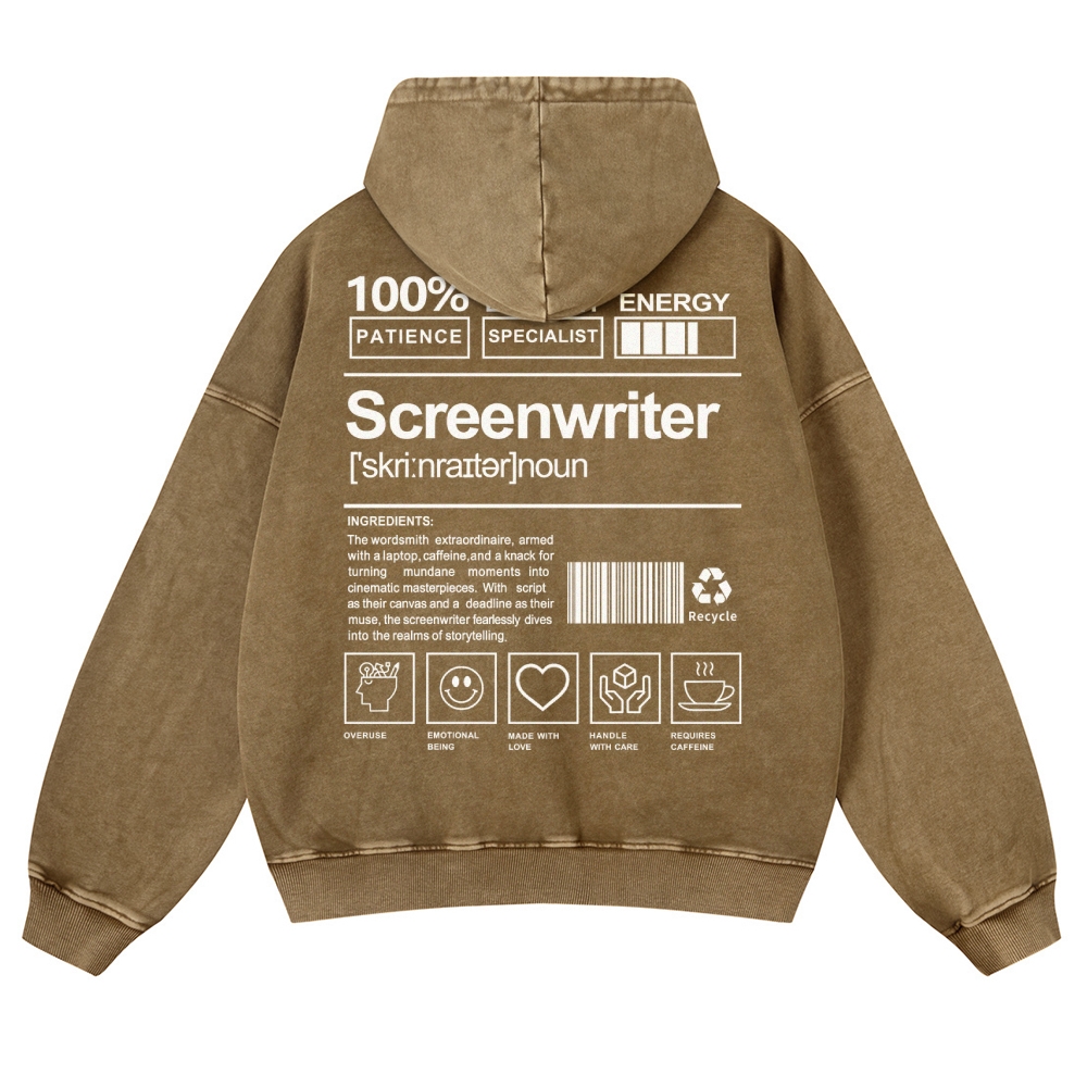 Screenwriter Printed Vintage Washed Hoodie-moweekender