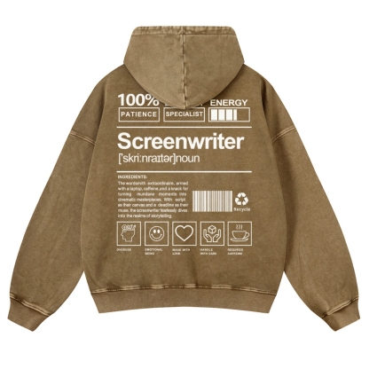 Screenwriter Printed Vintage Washed Hoodie-moweekender