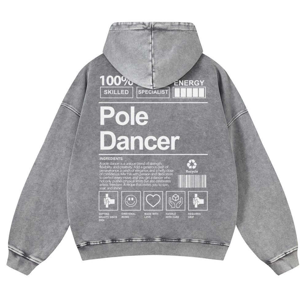 Pole Dancer Casual Washed Hoodie