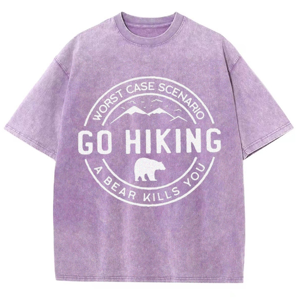 Go Hiking Vintage Snowflake Washed T-Shirt-moweekender