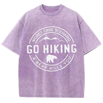 Go Hiking Vintage Snowflake Washed T-Shirt-moweekender