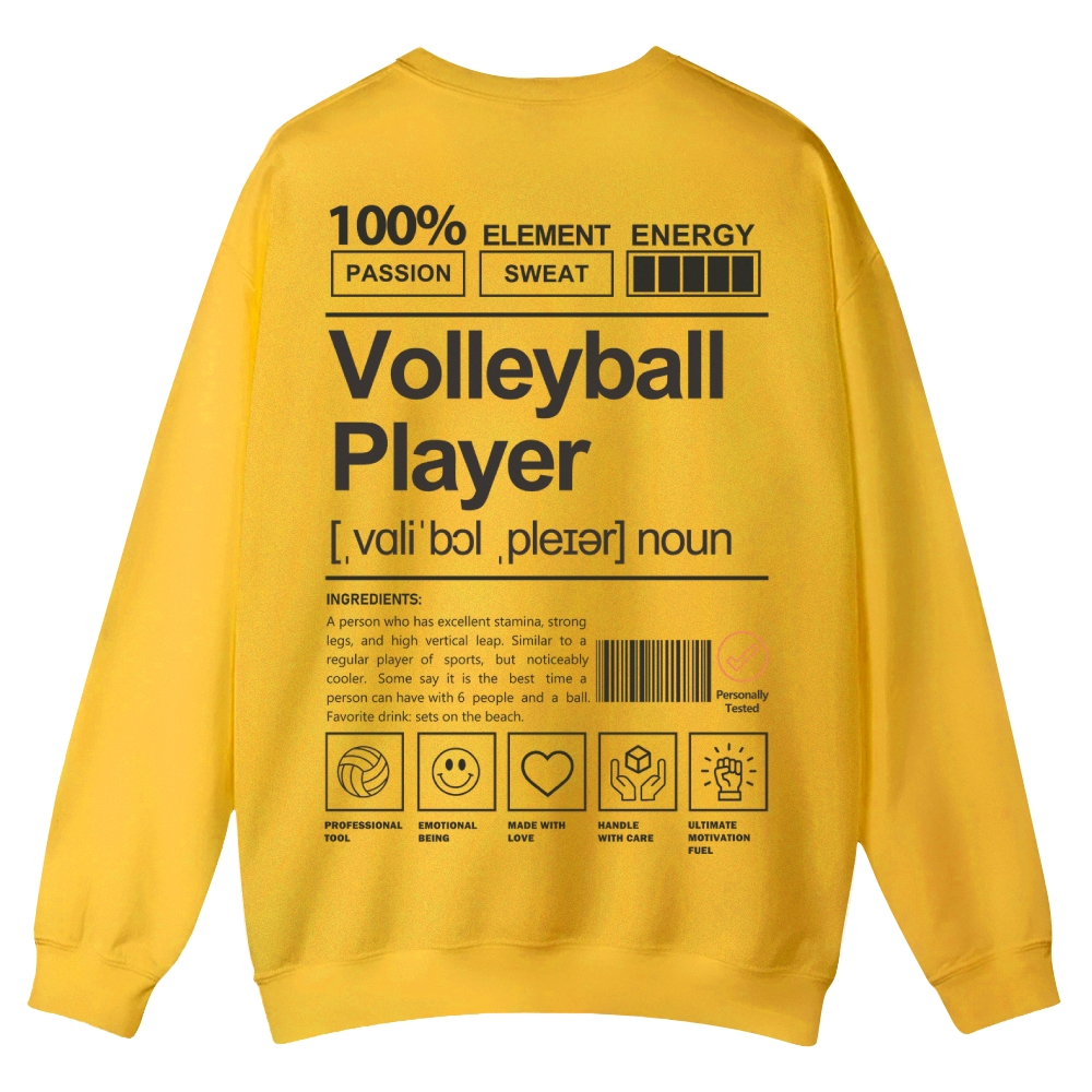Volleyball Player Printed Crew Neck Sweatshirt-moweekender