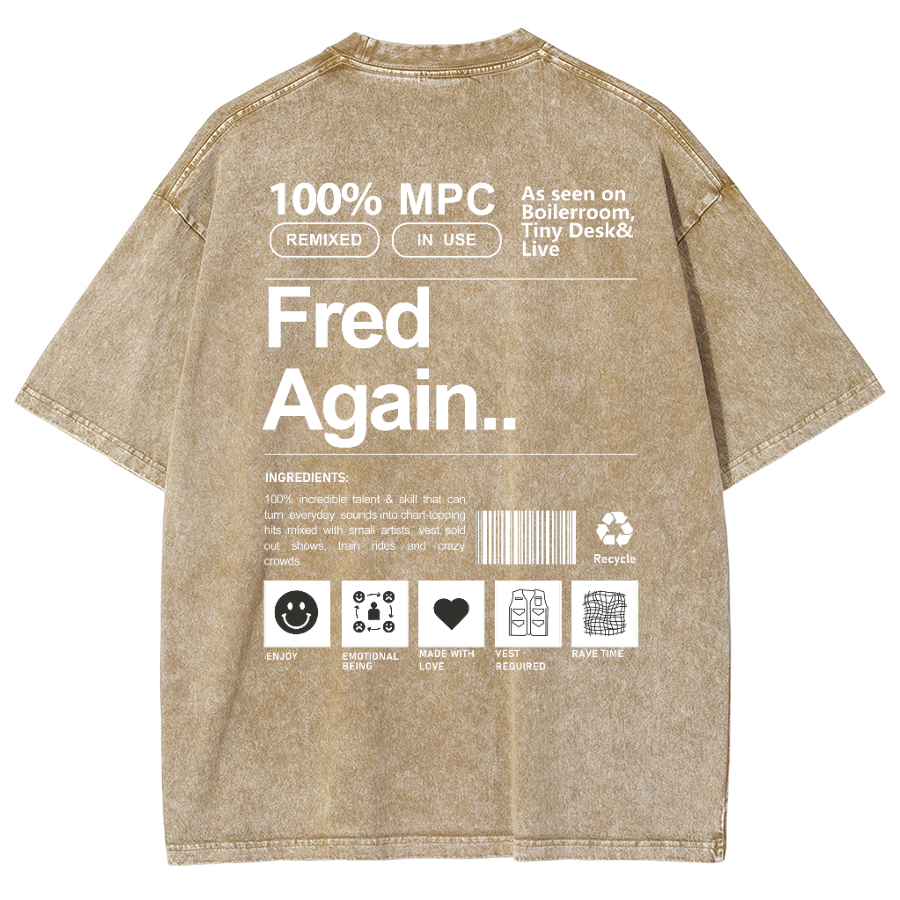 Fred Again Unisex Fit Washed Oversized T-Shirt-moweekender