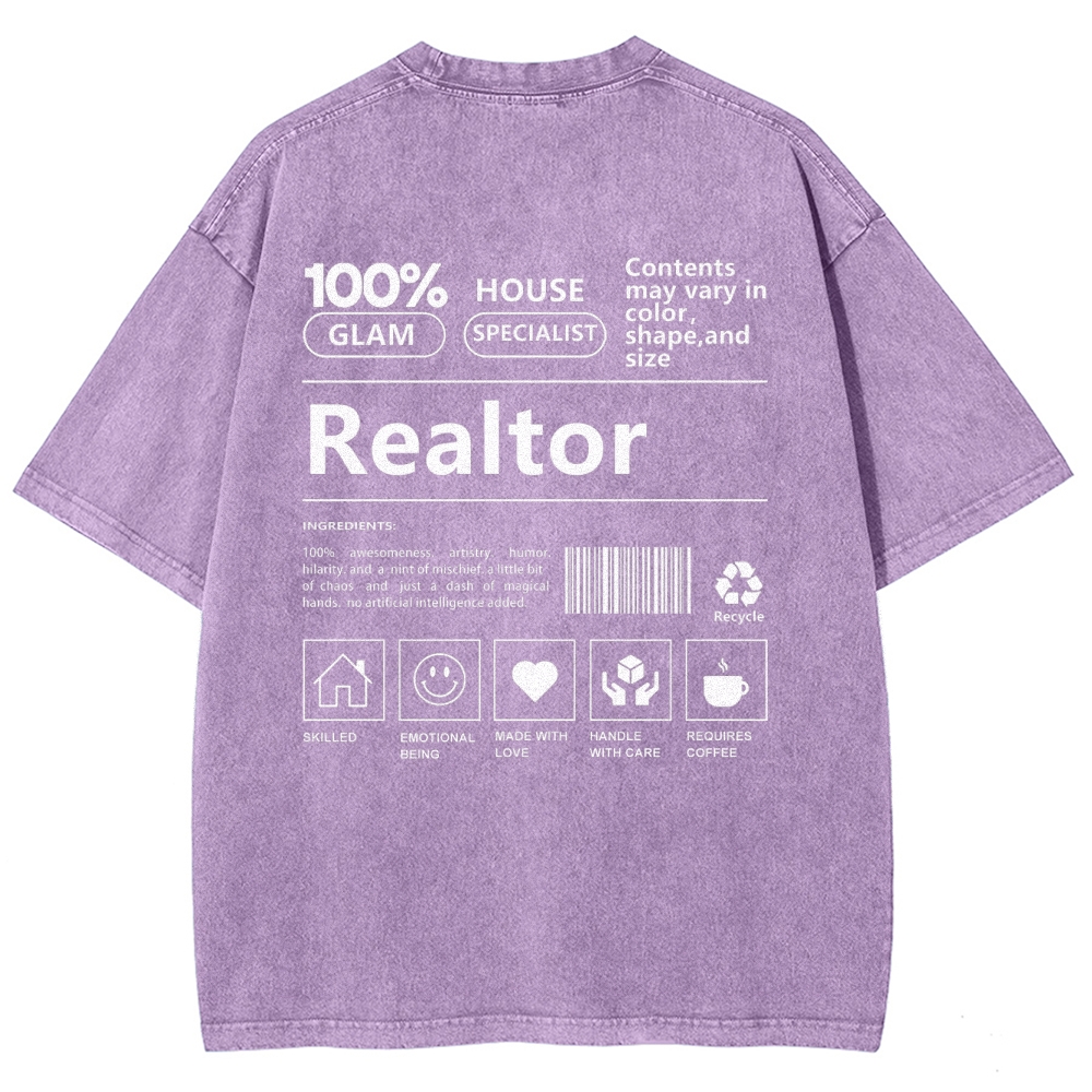 Realtor Vintage Snowflake Washed T-Shirt-moweekender