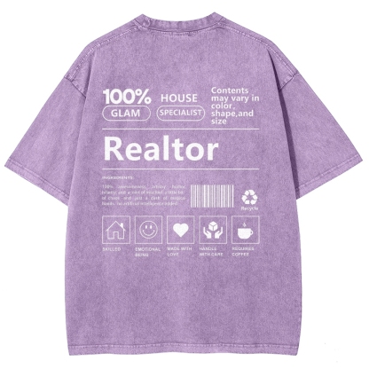 Realtor Vintage Snowflake Washed T-Shirt-moweekender