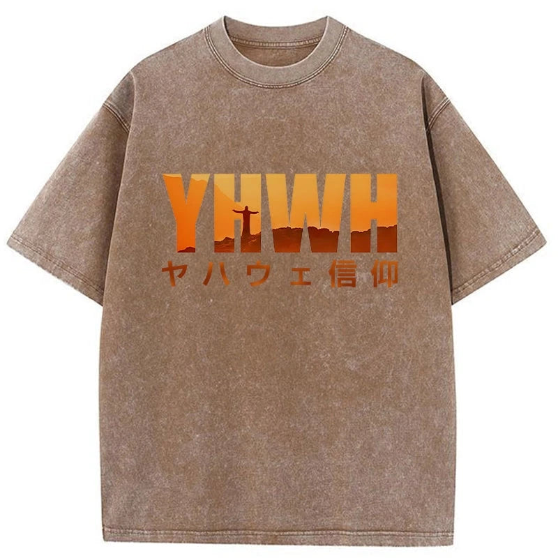 YHWH With Faith Washed Vintage T-Shirt-moweekender