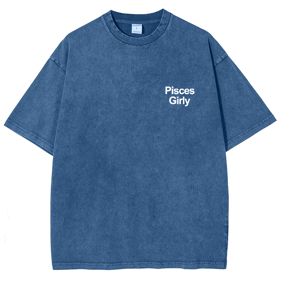 Pisces Girly Unisex Fit Washed Oversized T-Shirt-moweekender