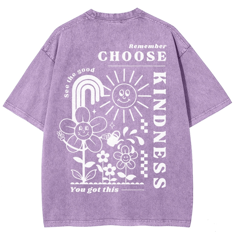 Kindness Vintage Snowflake Washed T-Shirt-moweekender