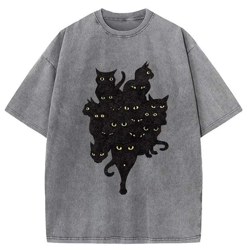Mixed cat Washed Vintage T-Shirt-moweekender