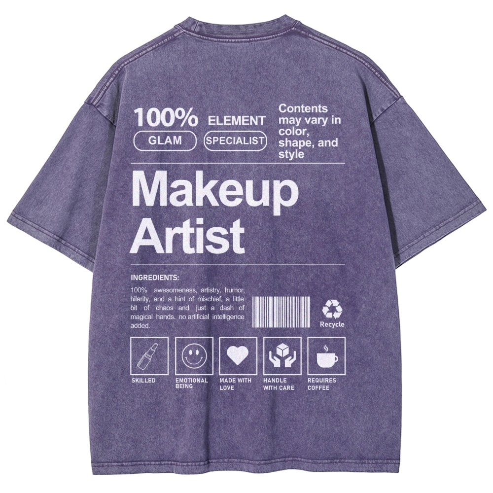 Makeup Artist Vintage Snowflake Washed T-Shirt