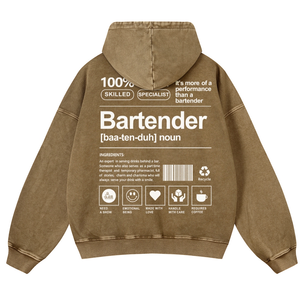 Bartender Printed Vintage Washed Hoodie-moweekender