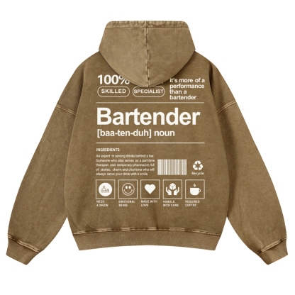 Bartender Printed Vintage Washed Hoodie-moweekender