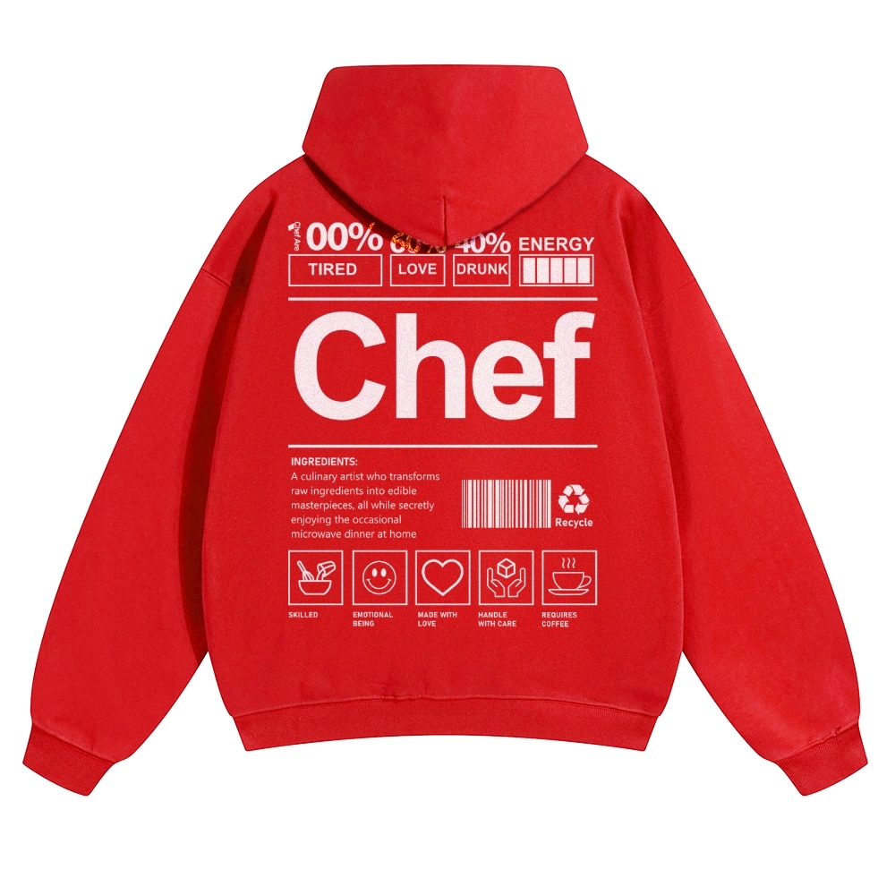 Chef Are 100%Tired 60%Love 40%Drunk Solid Color Hoodie