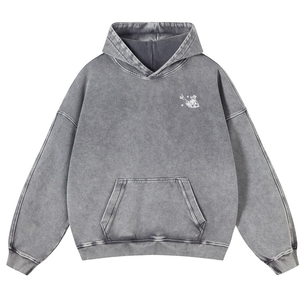 Lacrosse Player Printed Vintage Washed Hoodie-moweekender