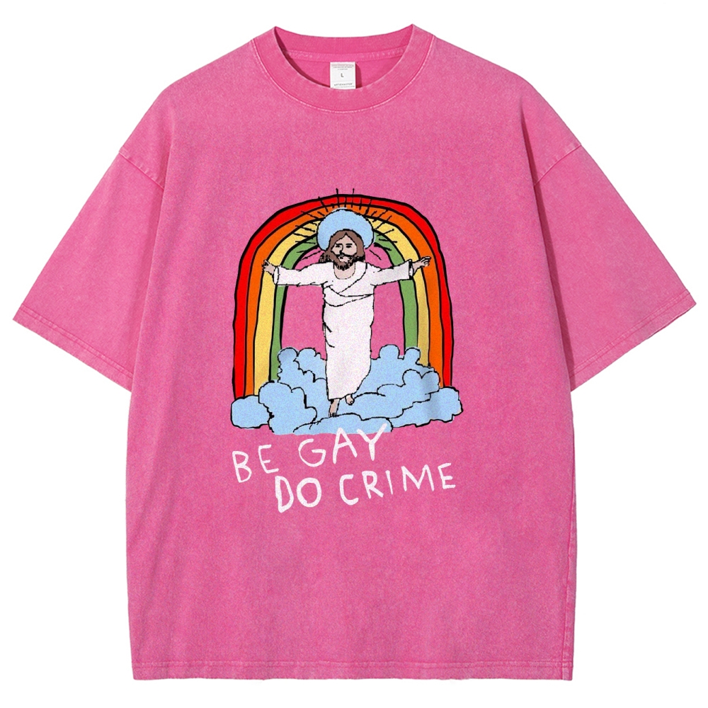 Be Gay Do Crime Vintage Snowflake Washed T-Shirt-moweekender