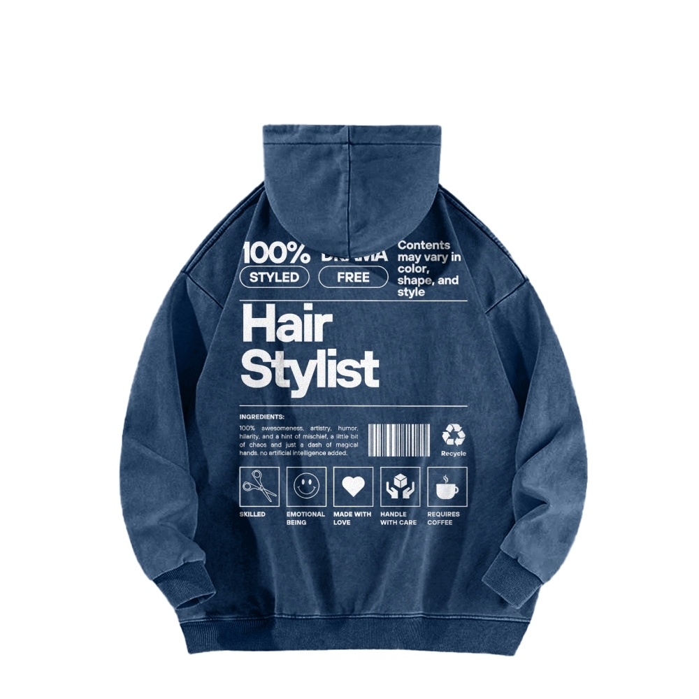 Hair Stylist Washed Hoodie-moweekender