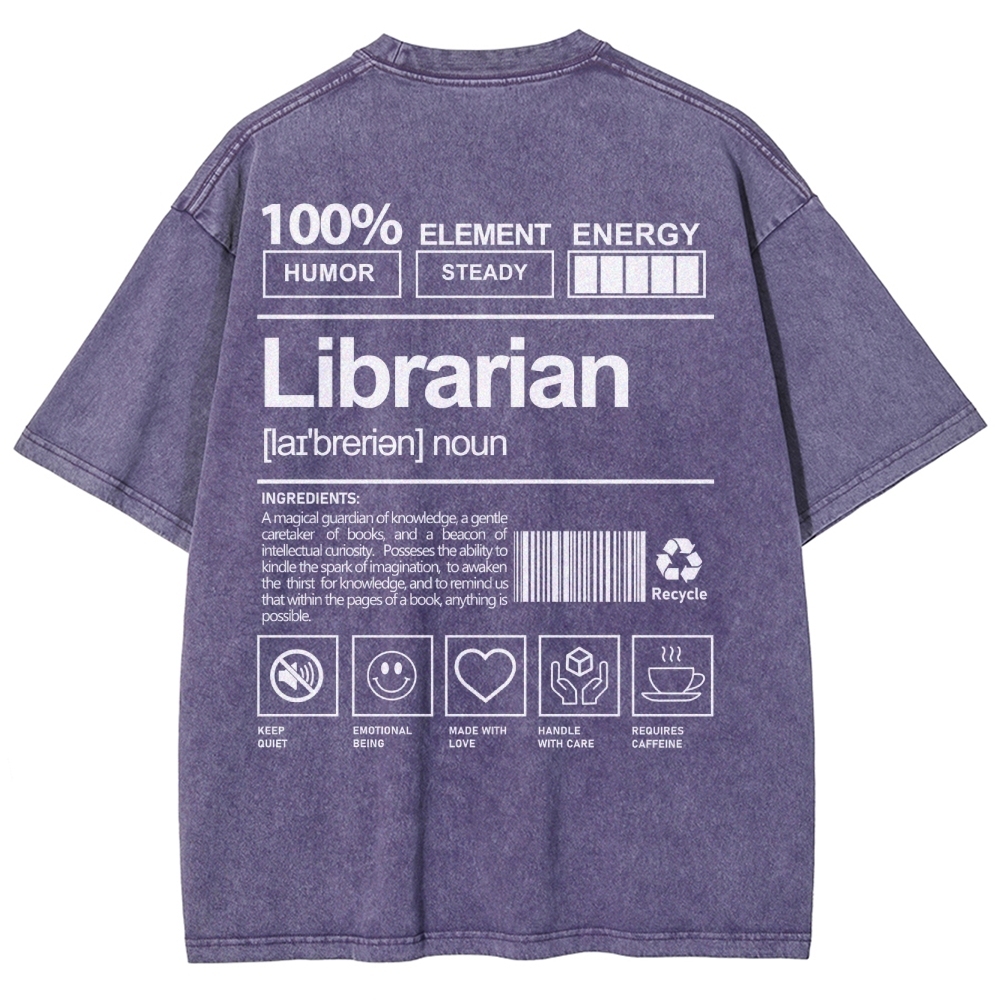Librarian Unisex Fit Washed T-Shirt-moweekender