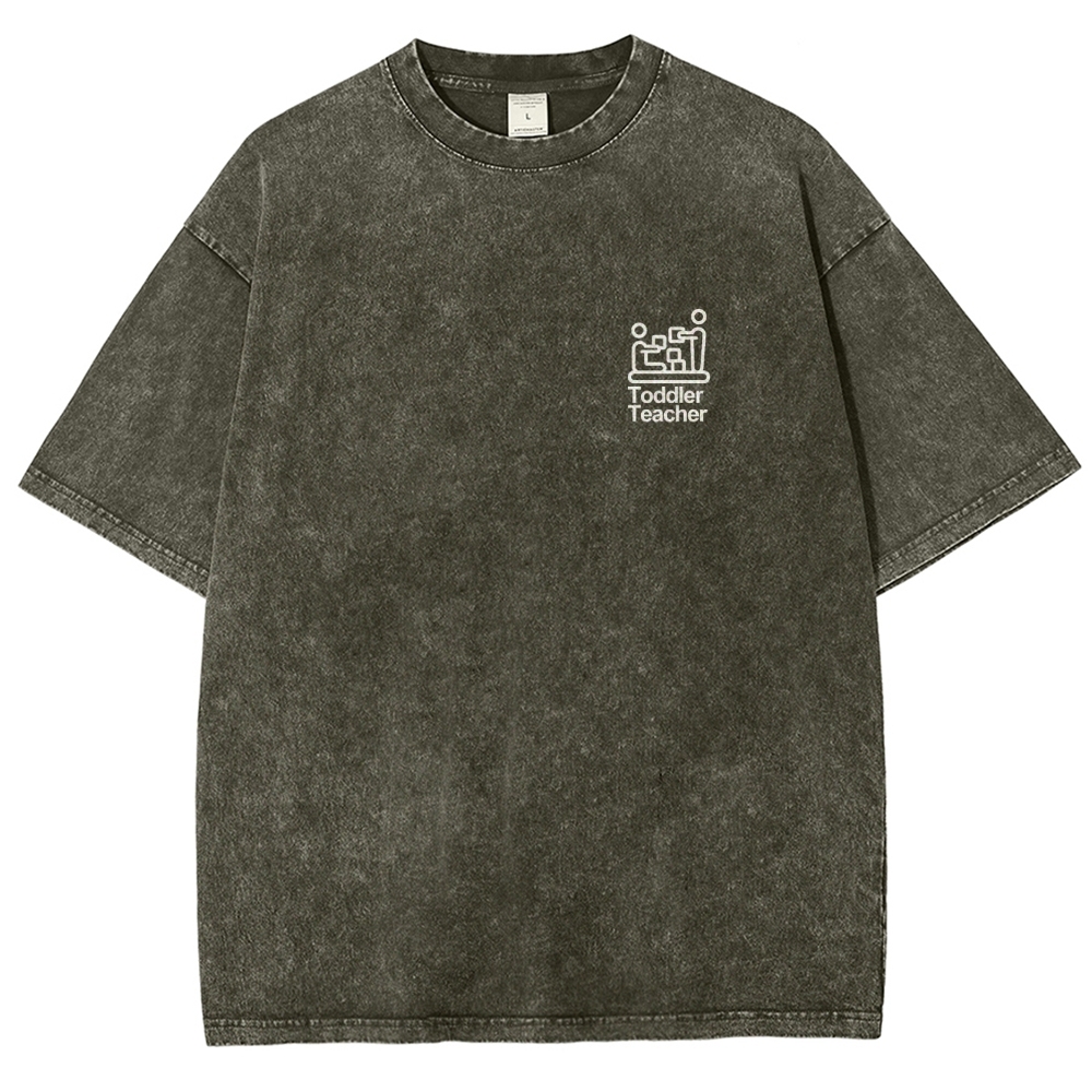 Toddler Teacher Unisex Fit Washed T-Shirt-moweekender