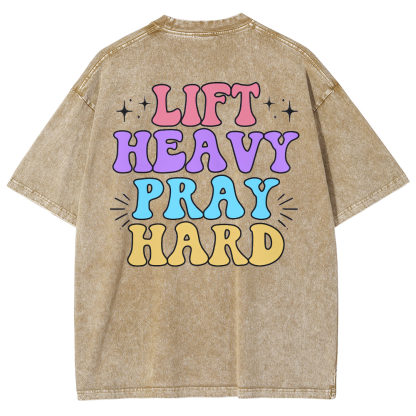 Lift Heavy Party Hard Unisex Fit Washed Oversized T-Shirt-moweekender