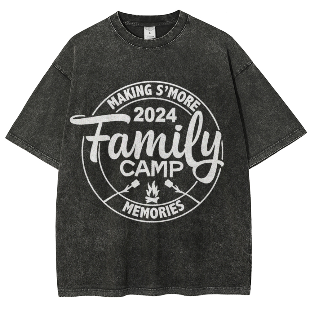Family Camp Vintage Snowflake Washed T-Shirt-moweekender