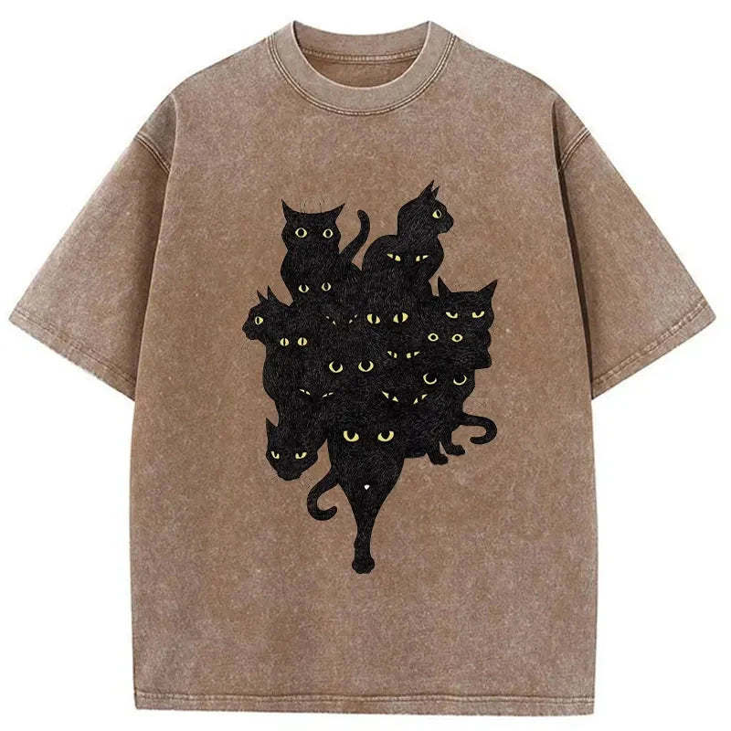 Mixed cat Washed Vintage T-Shirt-moweekender