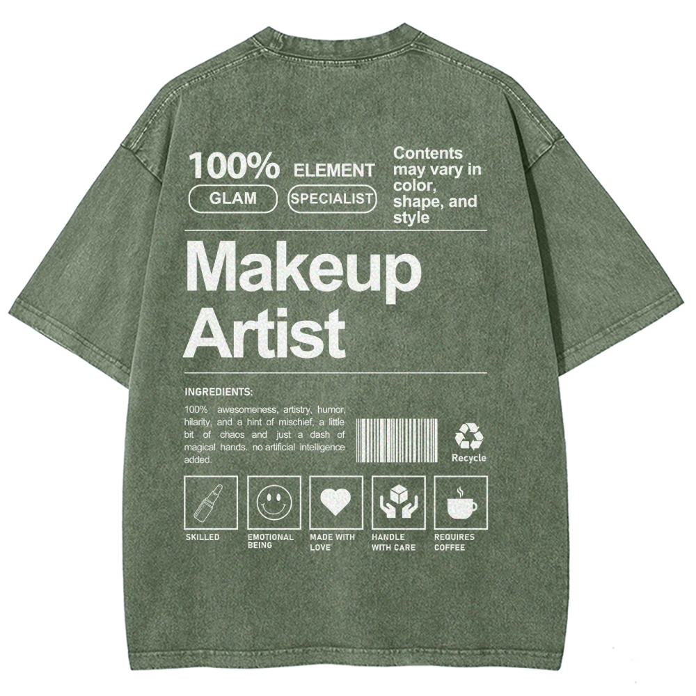 Makeup Artist Vintage Snowflake Washed T-Shirt