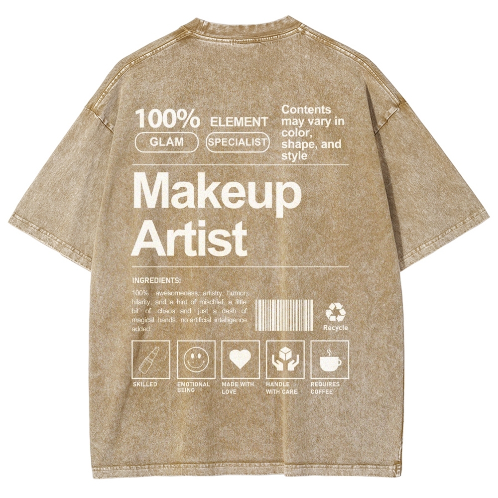 Makeup Artist Vintage Snowflake Washed T-Shirt-moweekender