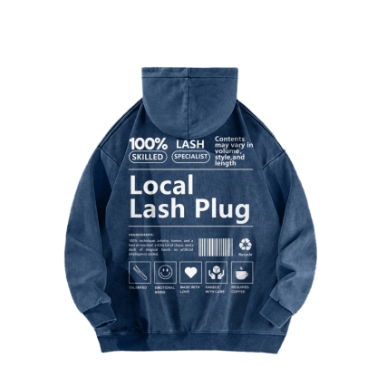 Local Last Plug Washed Long Sleeved Hoodie-moweekender