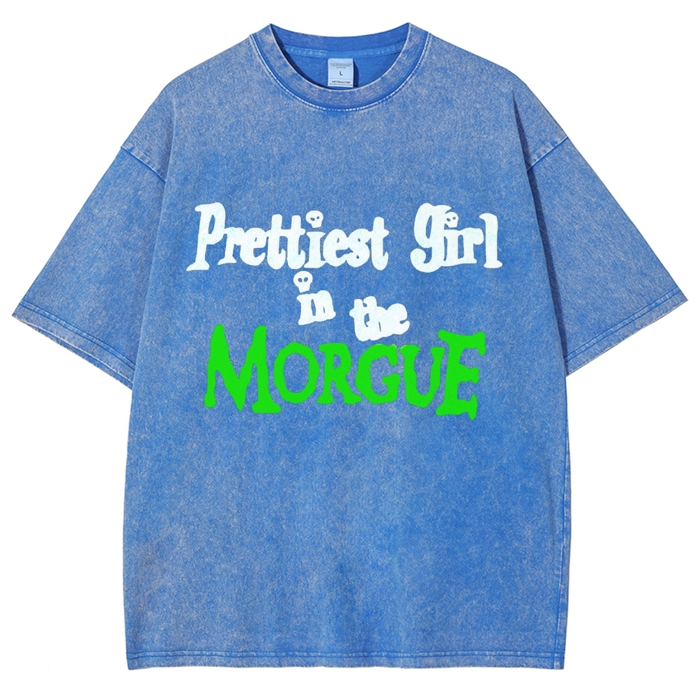 Prettiest Girl in The Morgue Vintage Snowflake Washed T-Shirt-moweekender