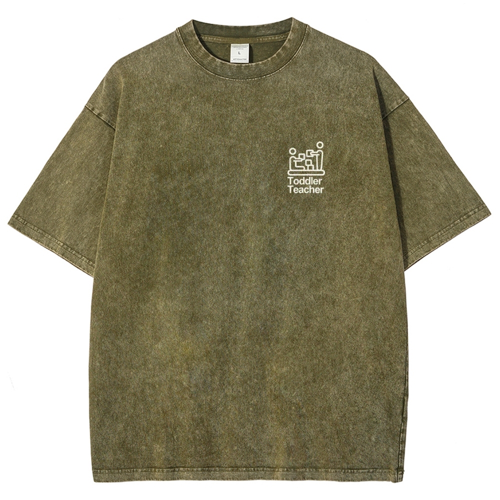 Toddler Teacher Unisex Fit Washed T-Shirt-moweekender