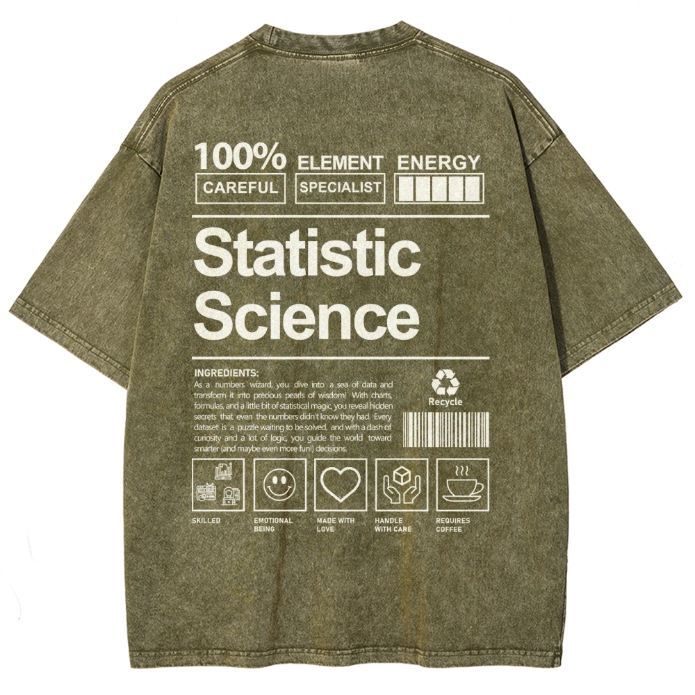Statistic Science Unisex Fit Washed T-Shirt-moweekender